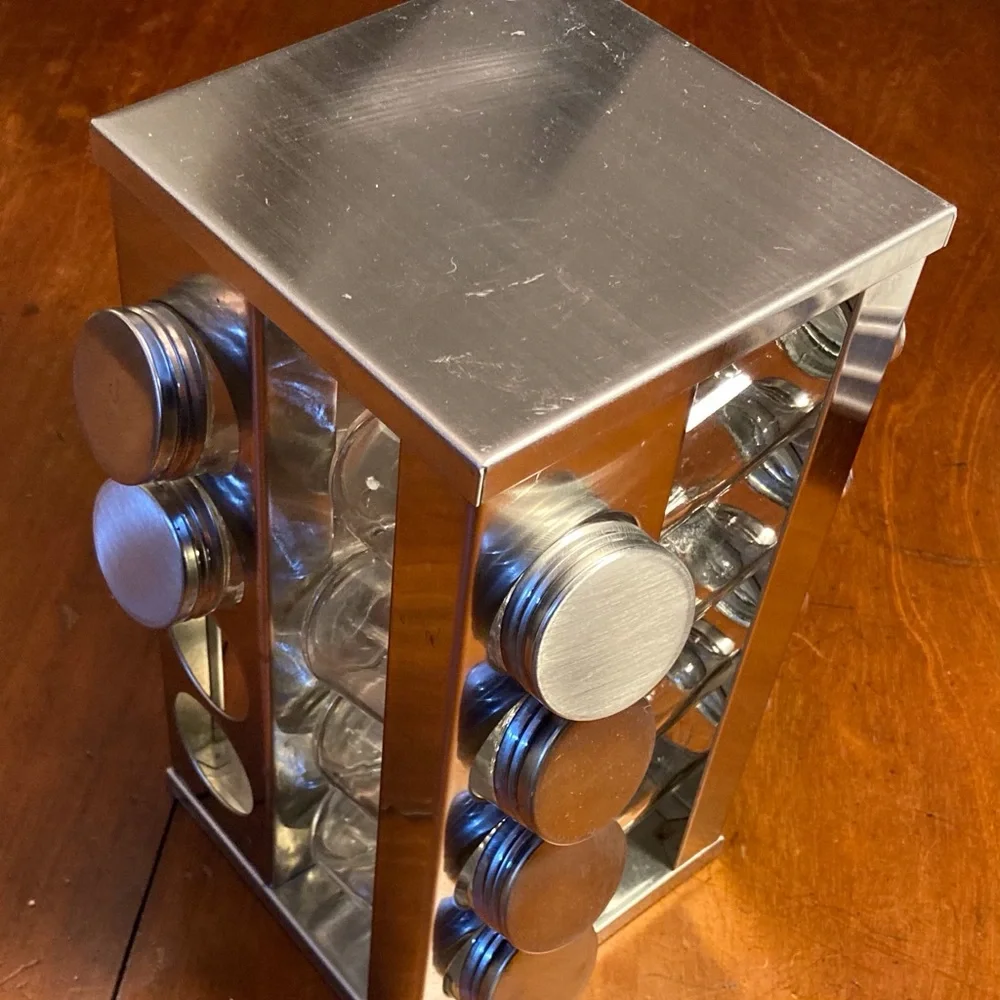 Crate&Barrel Silver Spice Rack